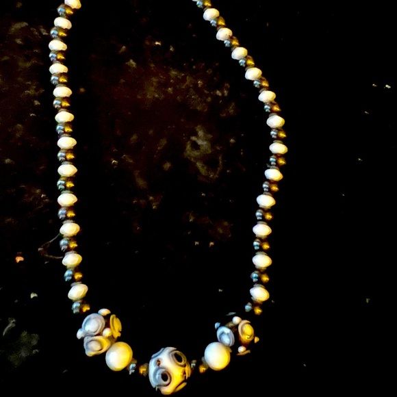 Hand Crafted Jewelry - 16” Art Glass Handcrafted Necklace.